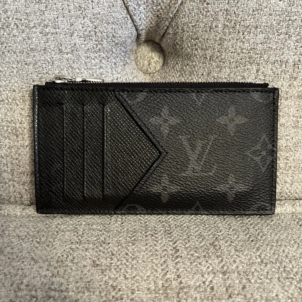 Authentic Louis Vuitton Coin Card Case Taigarama Black Monogram - Picture 1 of 5